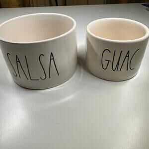 Rae Dunn Artisan SALSA & GUAC Dip Bowls Set Ceramic Farmhouse Kitchen Decor